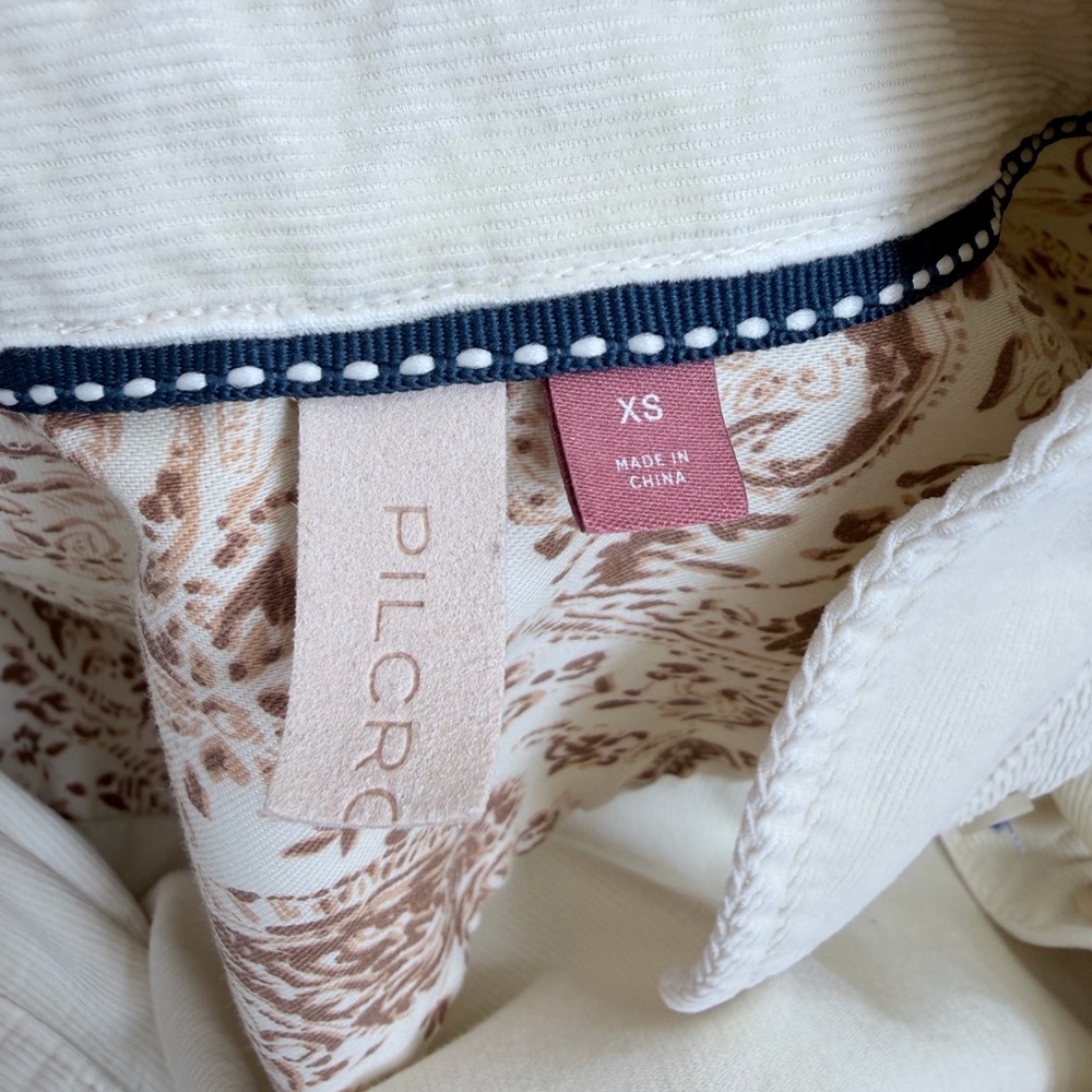 Pilcro Anthropologie Cream Boho Mini Dress Tie Waist Ruffle Hem XS - Picture 7 of 15